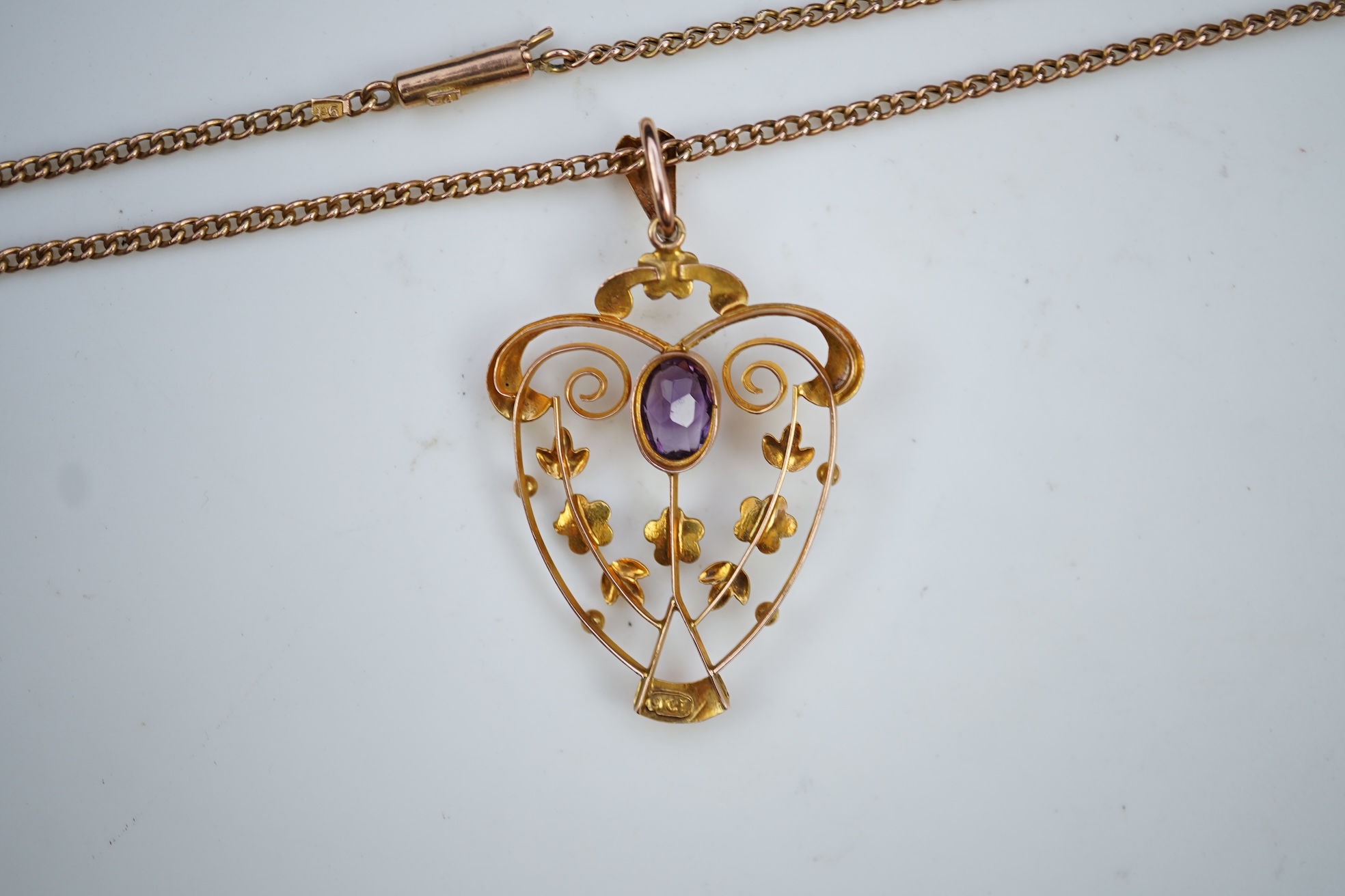 An Edwardian amethyst pendant, early 20th century